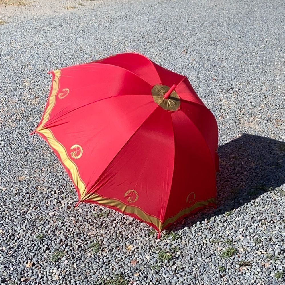 Rare Vintage 80s Estee Lauder Red and Gold Umbrella Unisex